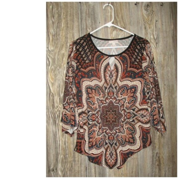 db established 1962 Womens Sz PL Petite Large Brown Paisley Fall Office Boho Top - Picture 12 of 13